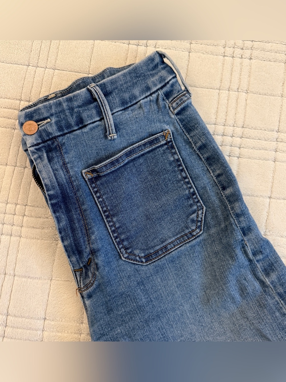 MOTHER Straight Leg Blue Denim Jeans - Picture 2 of 7